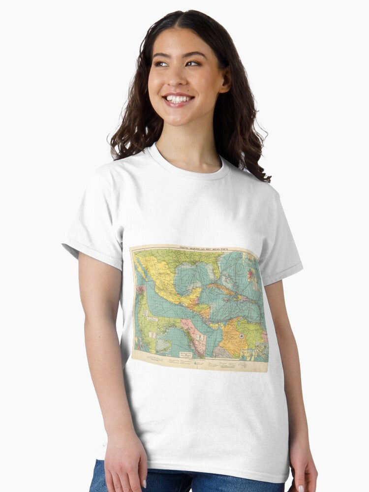 Vintage Map of Central America & Caribbean Ports Classic T-Shirt