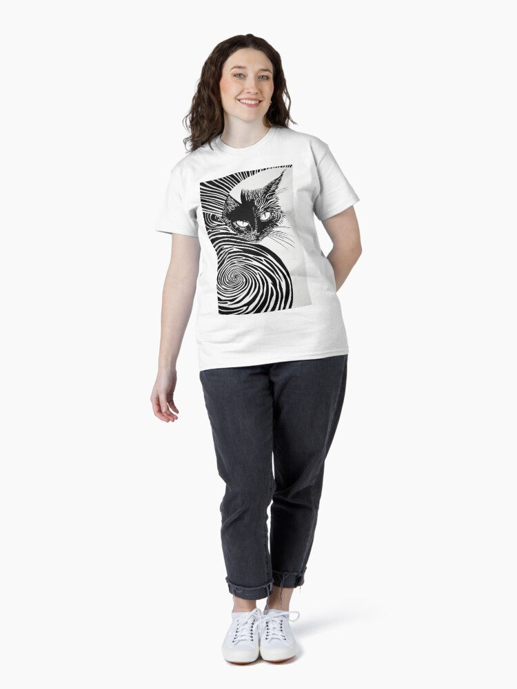 Black Cat by the Spiral: Abstract Expression Classic T-Shirt Style004