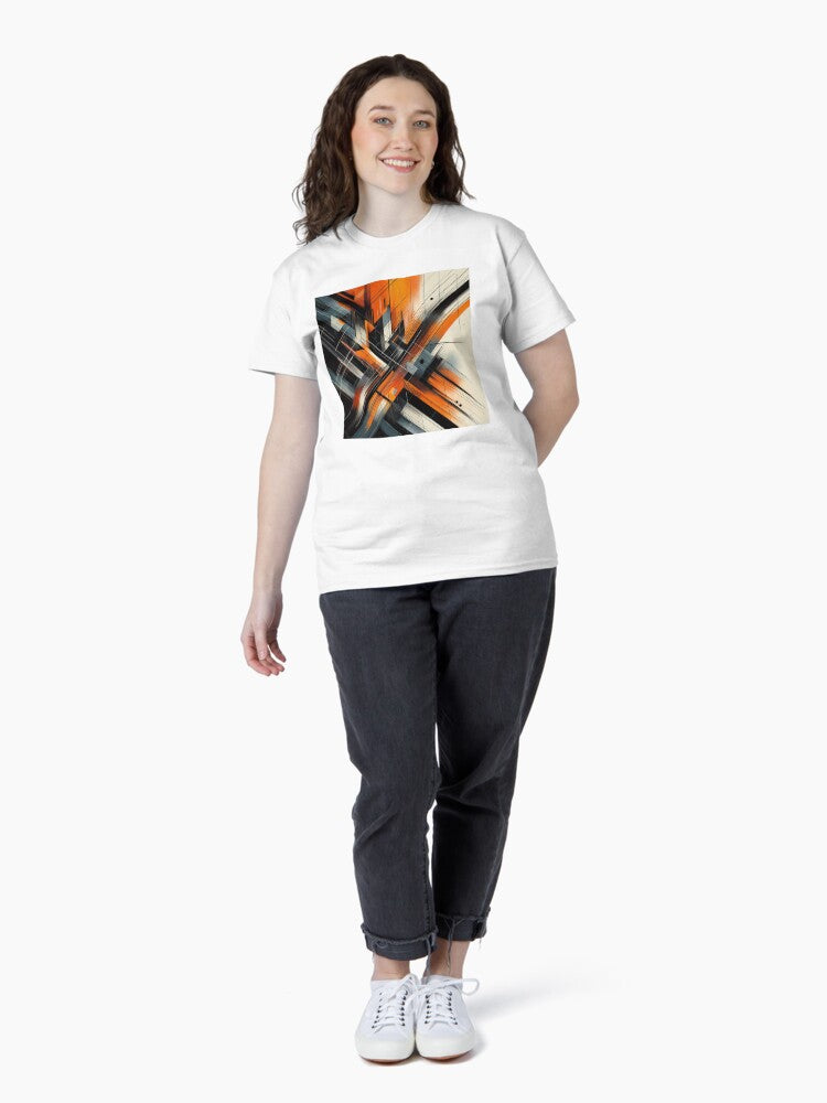 Vibrant Fusion: Exploring Orange & Black Patterns Classic T-Shirt