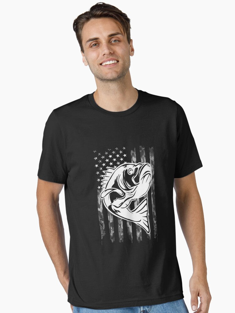 Vintage US Flag Fish 4th of July Fishing Patriot Fisherman Essential T-Shirt