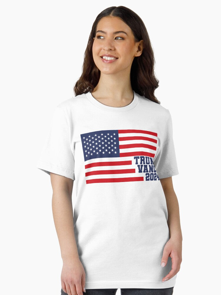 VOTE Trump J.D. Vance 2024 US Election USA Flag Mens Womens Essential T-Shirt
