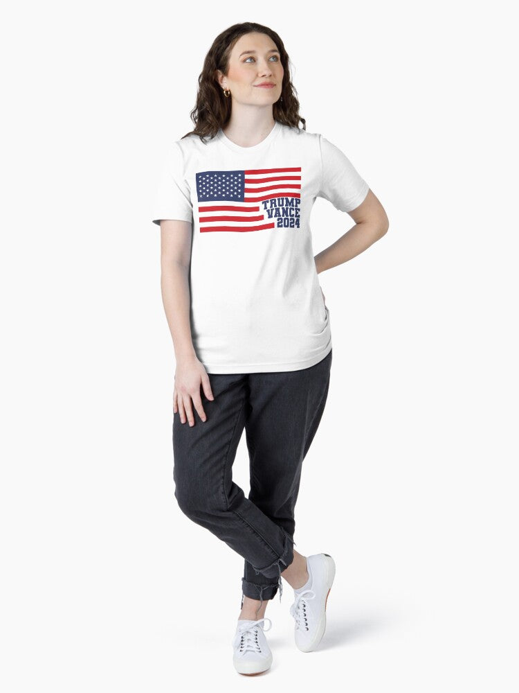 VOTE Trump J.D. Vance 2024 US Election USA Flag Mens Womens Essential T-Shirt