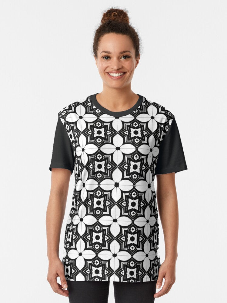 Bold Black and White Geometric Shapes Graphic T-Shirt