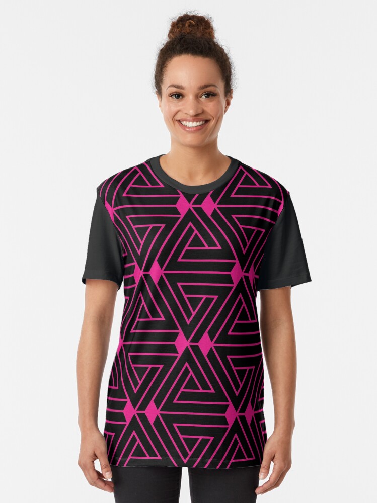 infinite triangles pink on black pattern Graphic T-Shirt