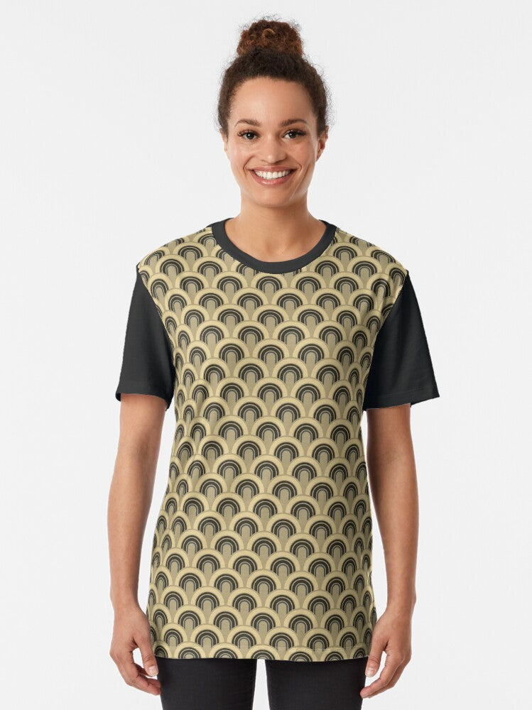 Retro Seamless Tile Patterns - Black and Yellow Graphic T-Shirt