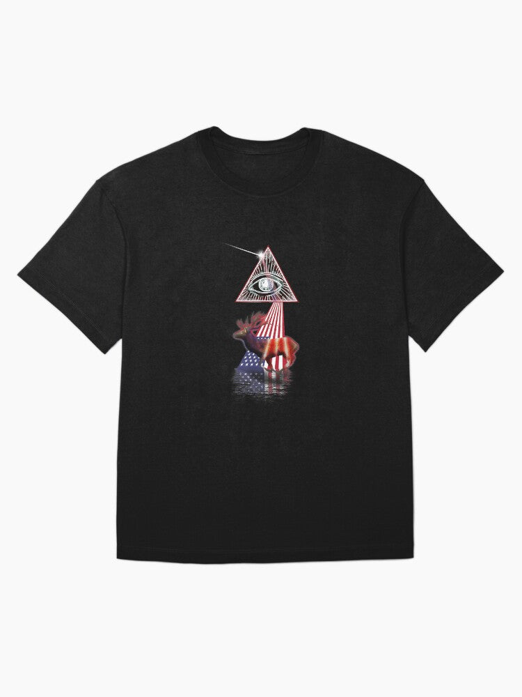 Vintage Retro Prism Us Flag Deer Oversized T-Shirt