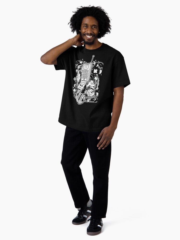 VINTAGE PHONE WITH SLIPPERS Oversized T-Shirt