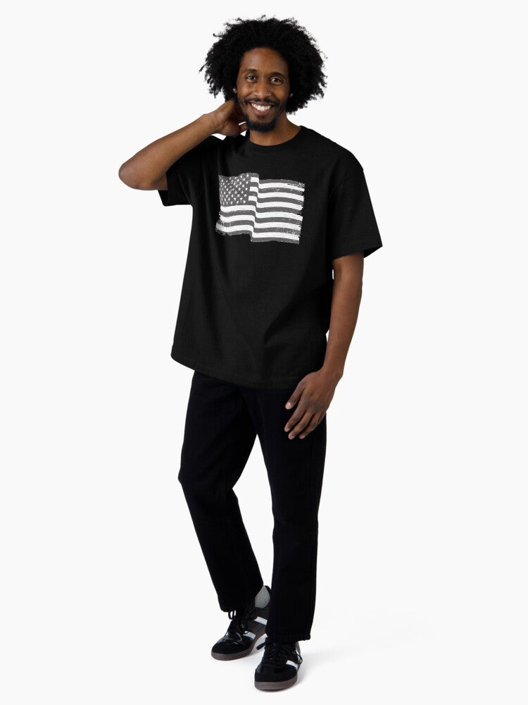 American Flag Black & White Oversized T-Shirt