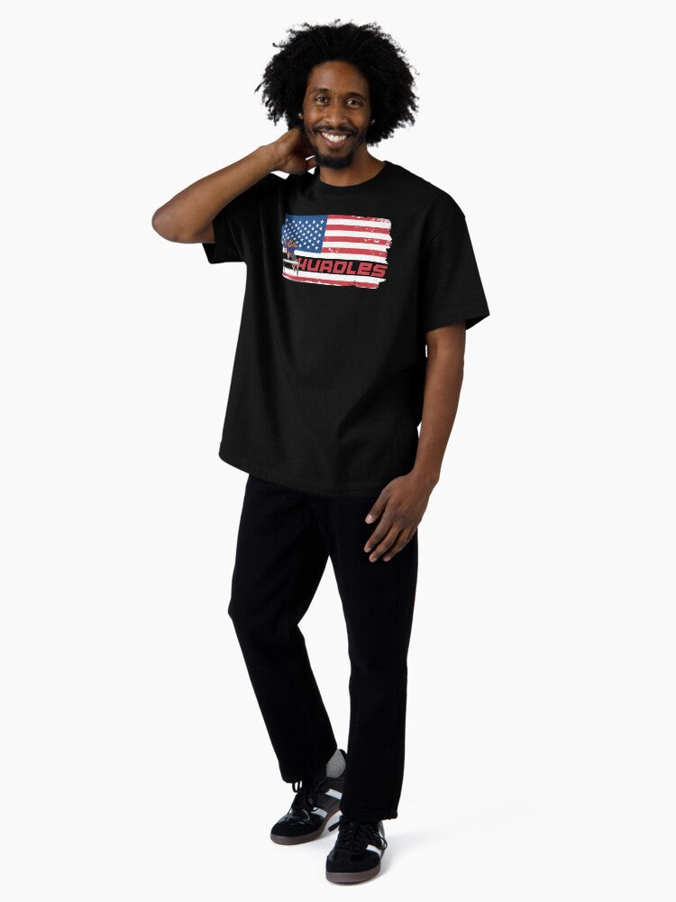 Vintage Grunge US Flag Patriotic Track Competition Hurdles Oversized T-Shirt