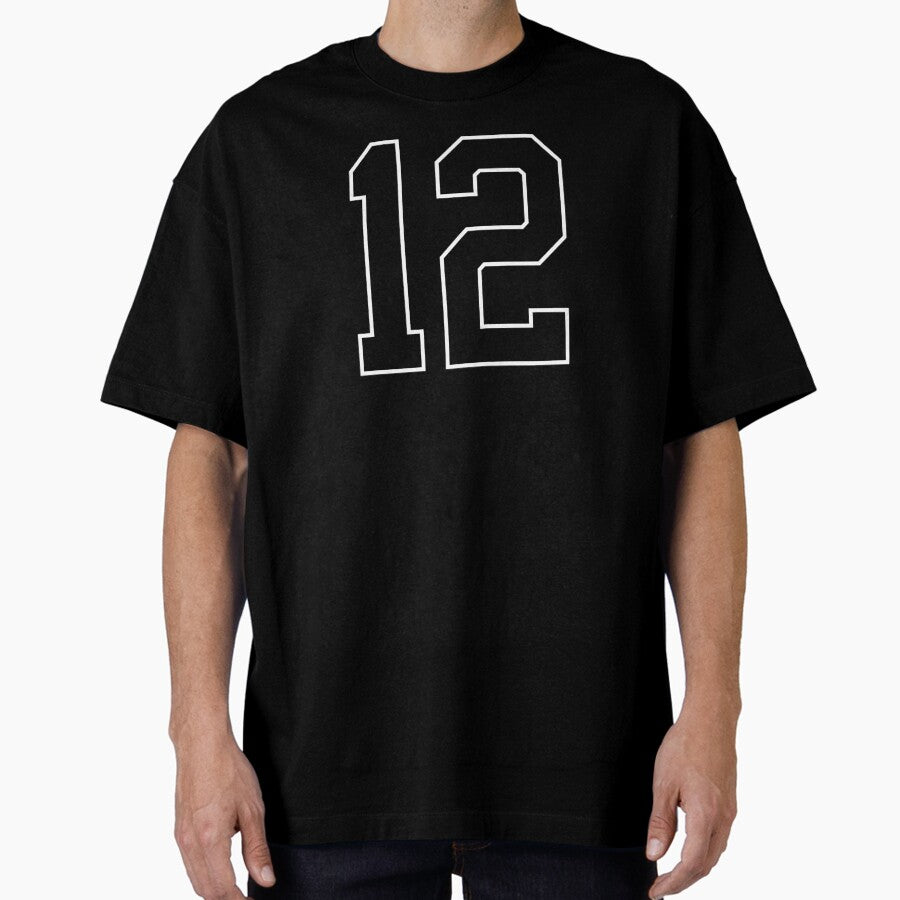 Black Number 12 lucky sports jersey twelve Oversized T-Shirt