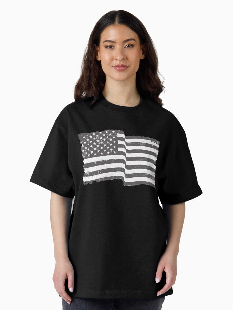 American Flag Black & White Oversized T-Shirt