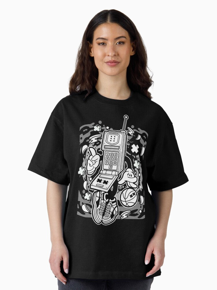 VINTAGE PHONE WITH SLIPPERS Oversized T-Shirt
