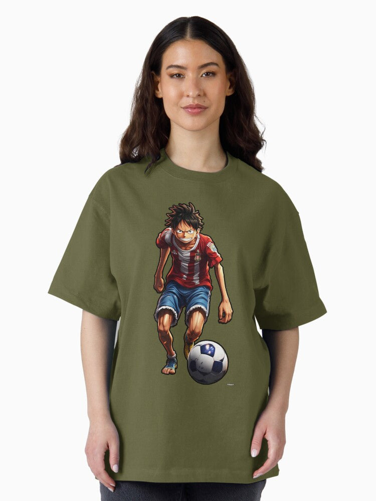 "Straw Hat Striker ⚽️" Luffy Playing Football. Oversized T-Shirt