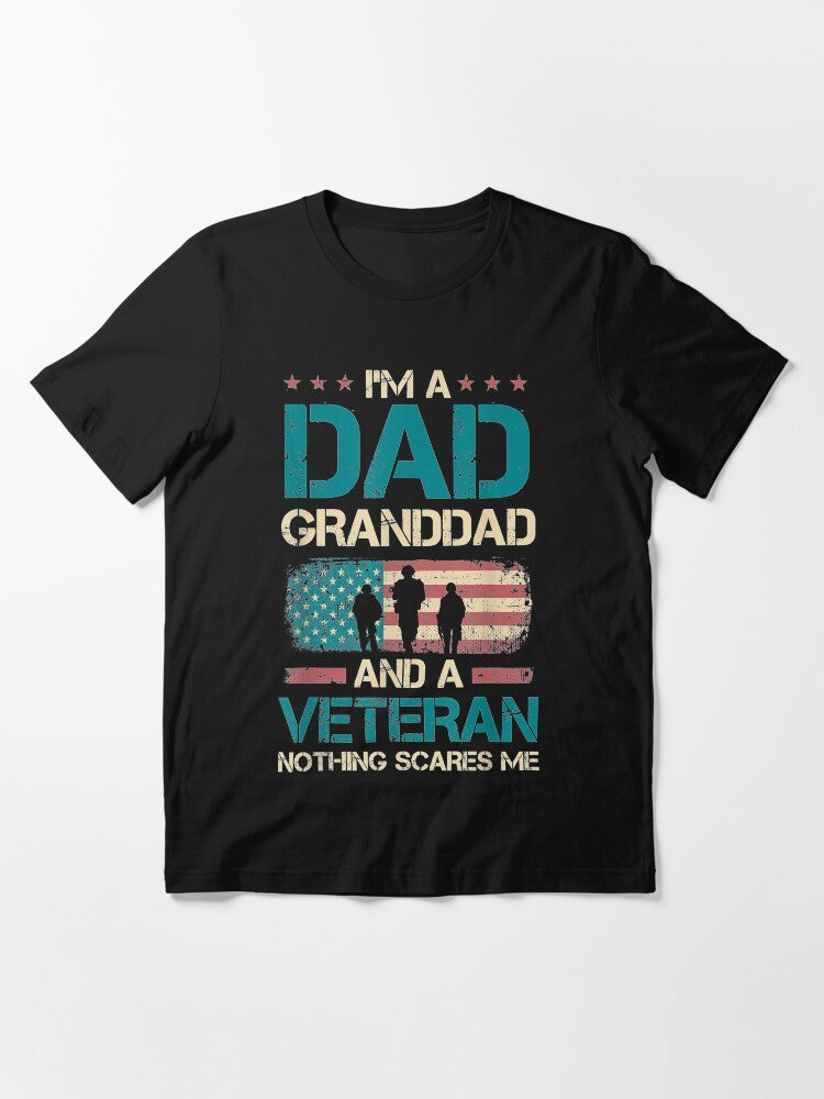 Mens Grandpa Granddad Veteran Usa Flag Vintage Themed Essential T-Shirt