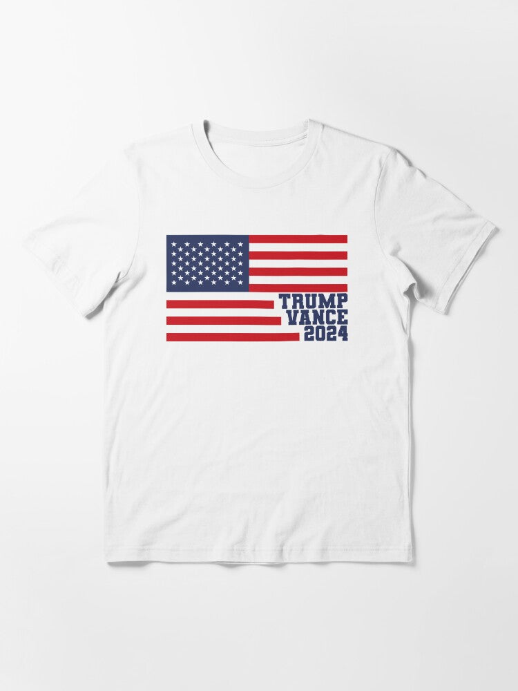VOTE Trump J.D. Vance 2024 US Election USA Flag Mens Womens Essential T-Shirt