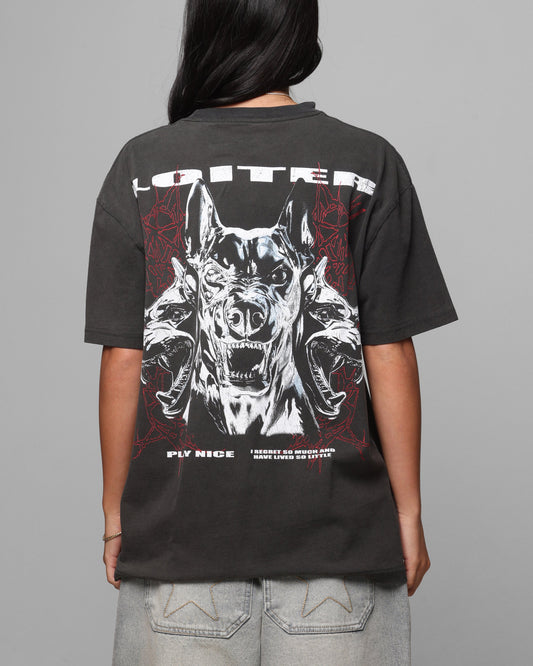 Loiter Chrome Dogs Vintage T-Shirt Black Wash Style001