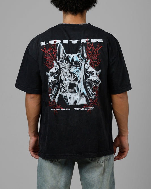 Loiter Chrome Dogs Vintage T-Shirt Black Wash Style002