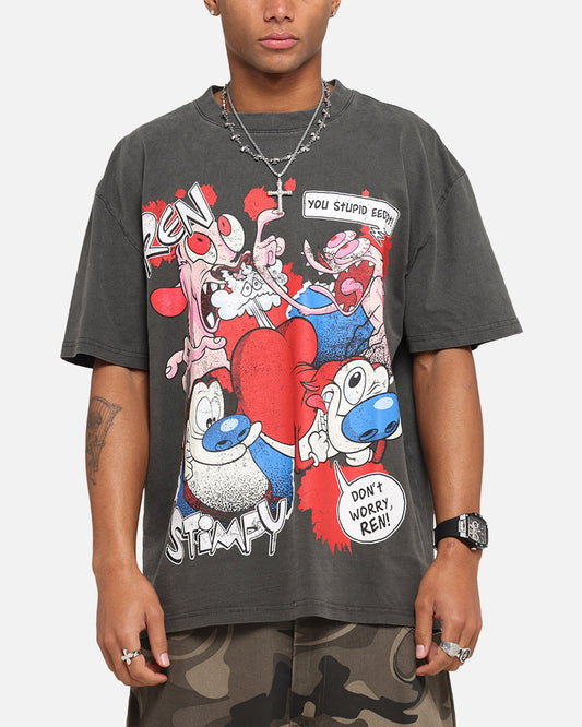 American Thrift X Nickelodeon Ren And Stimpy Heavy T-Shirt Black Wash