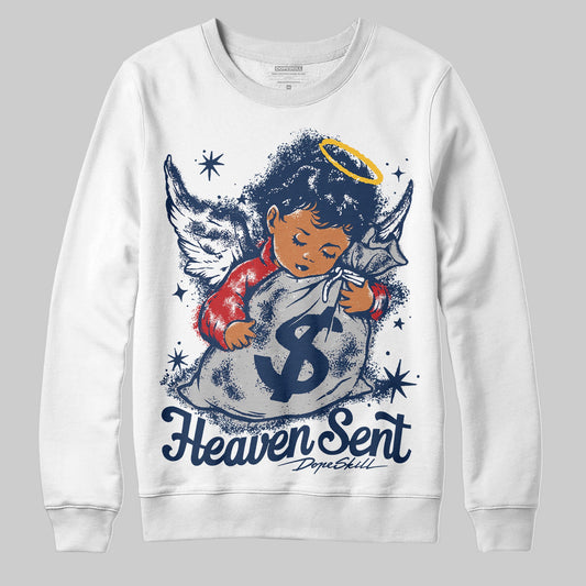 Summit White Navy 4s DopeSkill Sweatshirt Heaven Sent Graphic