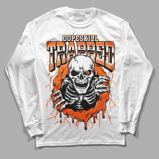 Orange Black White DopeSkill Long Sleeve T-Shirt Trapped Halloween Graphic