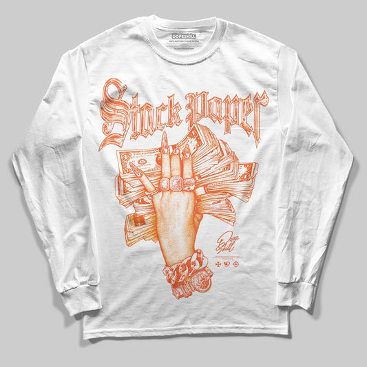 Orange Black White DopeSkill Long Sleeve T-Shirt Stack Paper Graphic