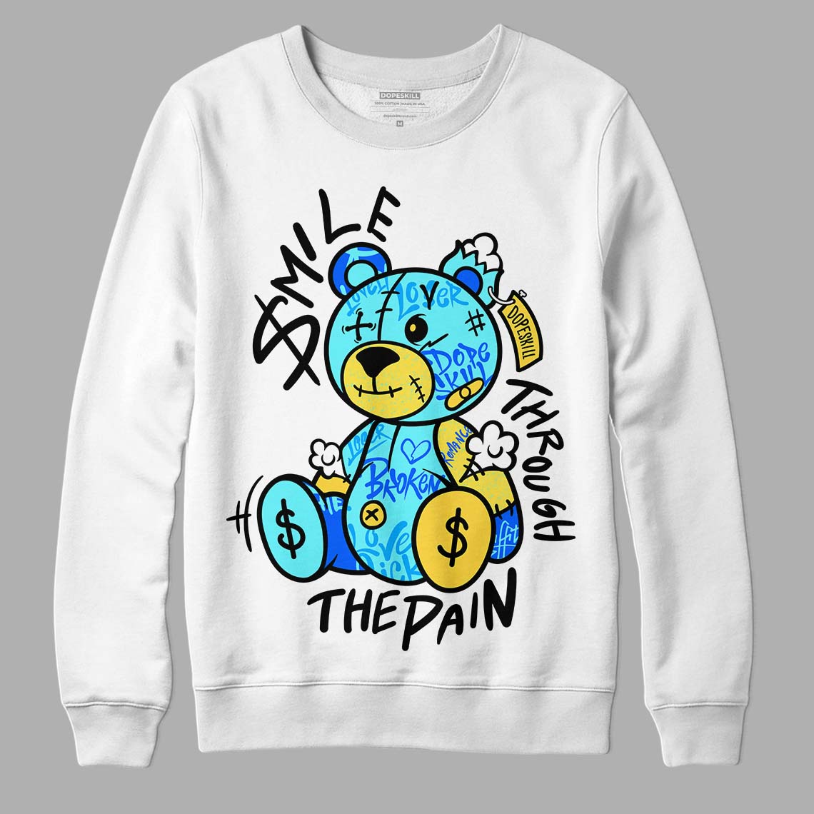 Aqua 5s DopeSkill Sweatshirt Smile Through The Pain  Graphic
