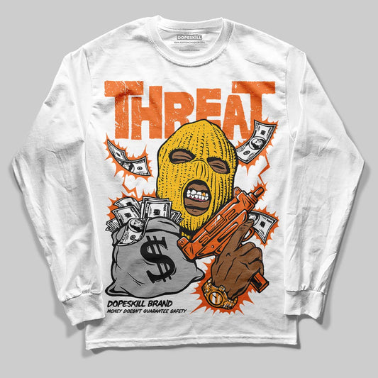 Orange Black White DopeSkill Long Sleeve T-Shirt Under Threat Graphic