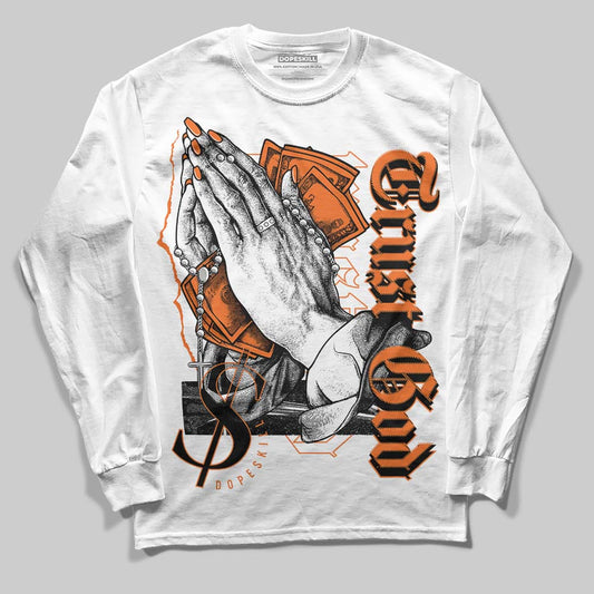 Orange Black White DopeSkill Long Sleeve T-Shirt Trust God Graphic