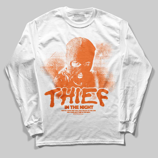 Orange Black White DopeSkill Long Sleeve T-Shirt Thief In The Night Graphic