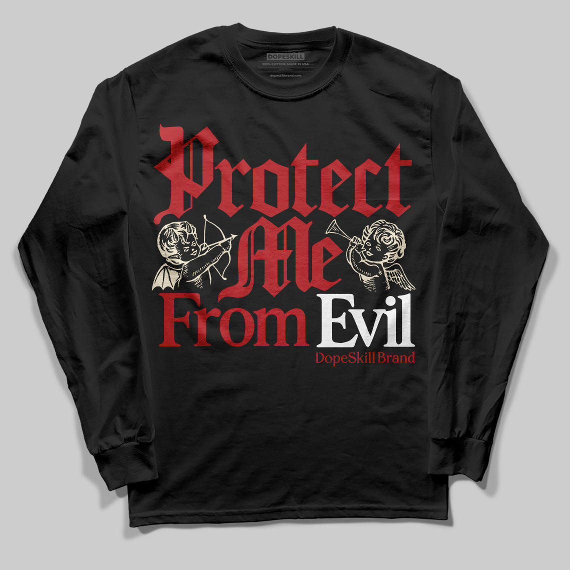 Black Toe Reimagined 1s DopeSkill Long Sleeve T-Shirt Protect Me From Evil Graphic Style001