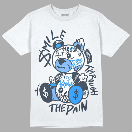 AJ 6 Midnight Navy DopeSkill White T-Shirt Smile Through The Pain Graphic