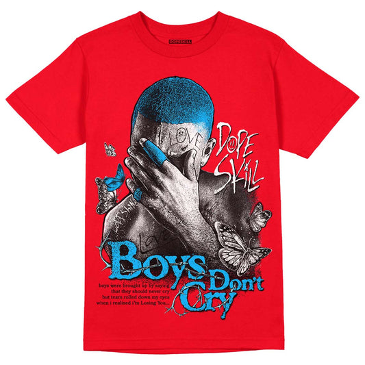 Red Thunder 4s DopeSkill Red T-shirt Boys Don't Cry Graphic