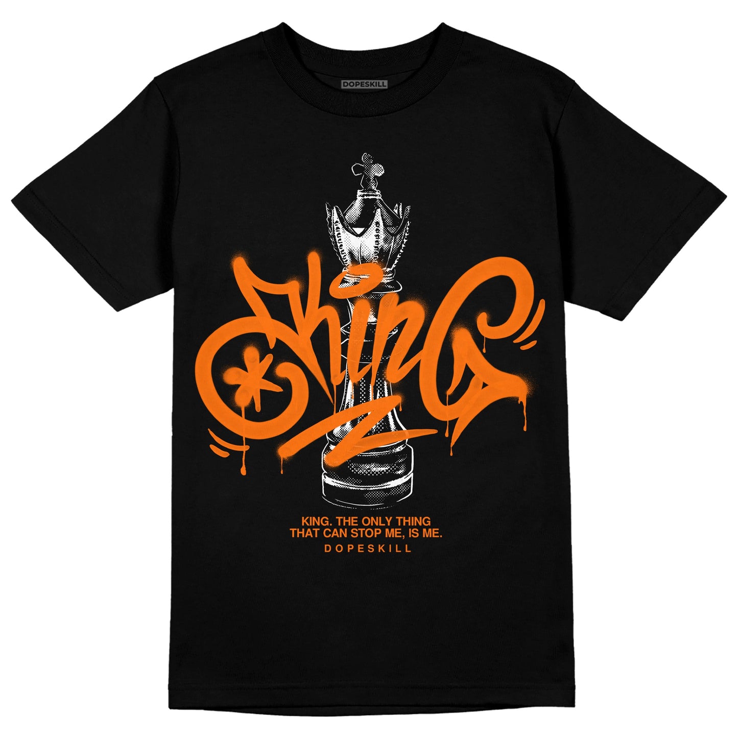 Orange Black White DopeSkill T-Shirt King Chess Graphic