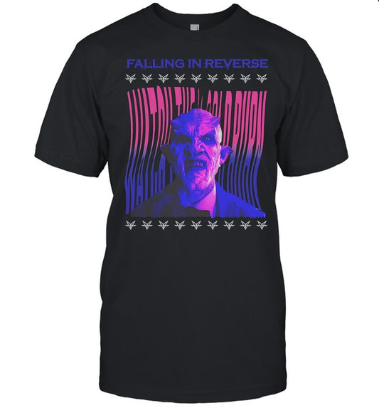 Falling In Reverse Watch The World Burn Monster Black T Shirt 2024