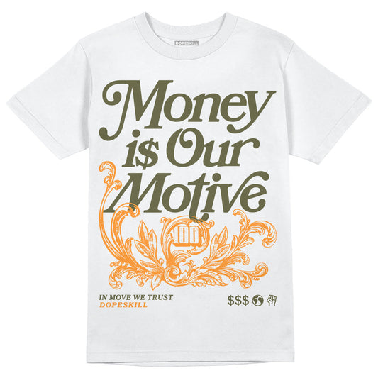 Olive 5s DopeSkill T-Shirt Money Is Our Motive Typo Graphic