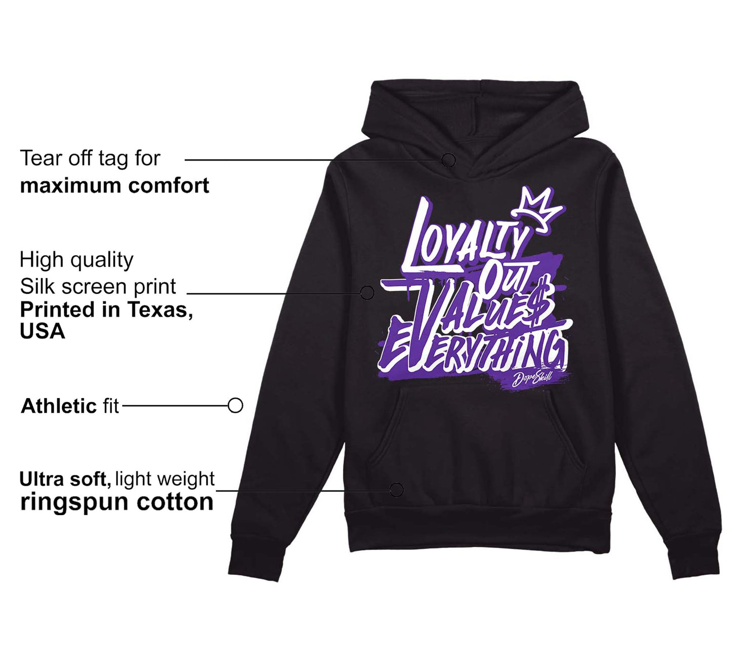 PURPLE Collection DopeSkill Hoodie Sweatshirt LOVE Graphic