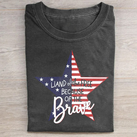 Land of the Brave Star Graphic T-Shirt