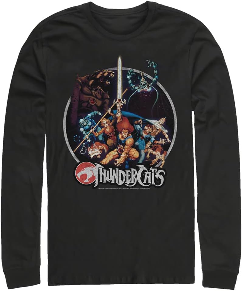 Fifth Sun Big & Tall Thundercats Men's Vintage Circle Poster Tops Long Sleeve Tee Shirt