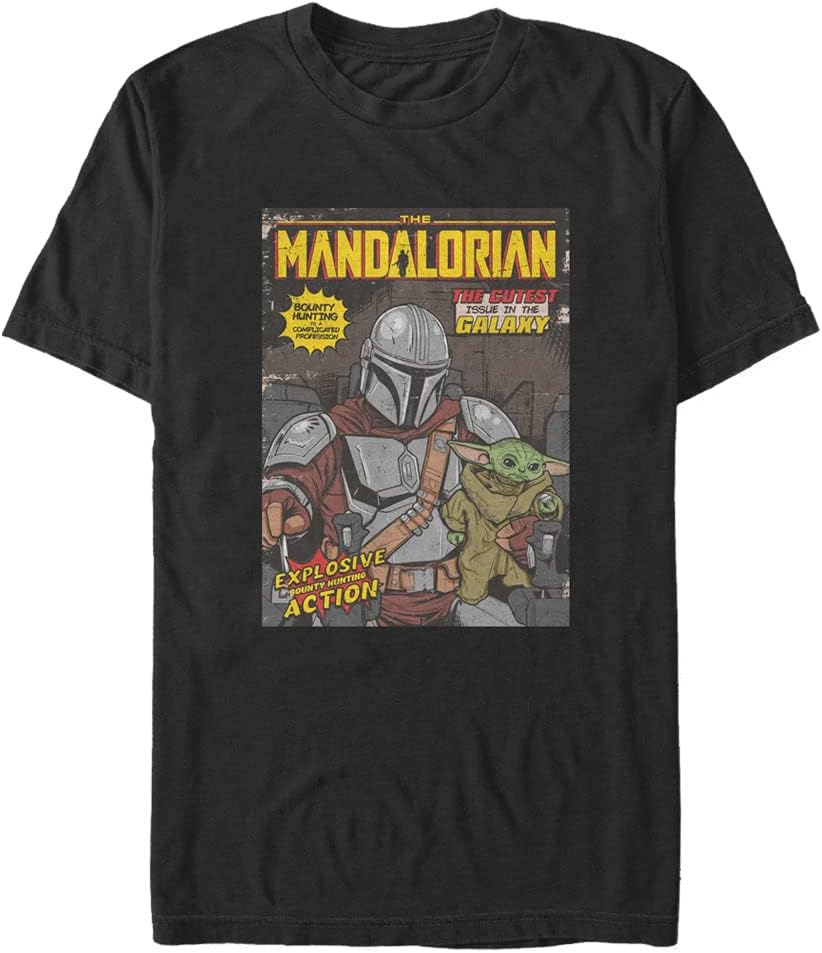 STAR WARS Mandalorian Vintage Comic Cover Men's Tops Short Sleeve Tee Shirt