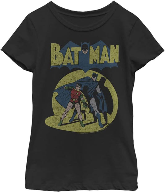 Warner Bros. unisex child Batman Vintage Batman Girls Short Sleeve Tee T Shirt, Black, X-Small US