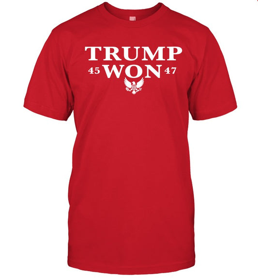 Donald Trump Won 45/47 Red New 2024 T-Shirt