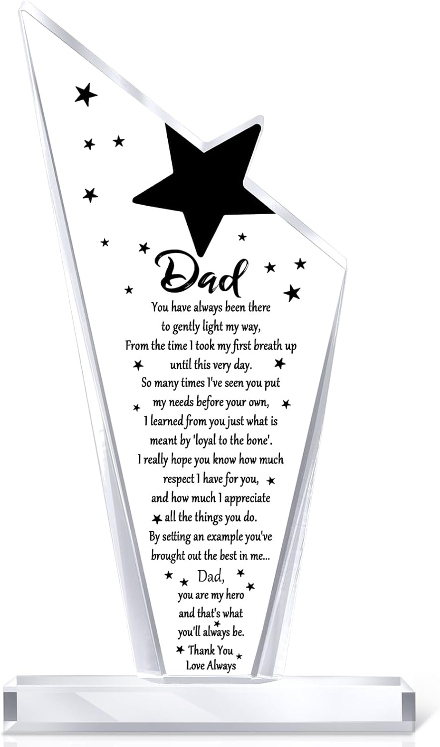 Yookeer Dad Gift Acrylic Father Appreciation Gift Blessed Wish Papa Birthday Table Centerpiece Decor from Son Daughter for Father's Day 50th 60th 70th 80th Birthday(Stylish)