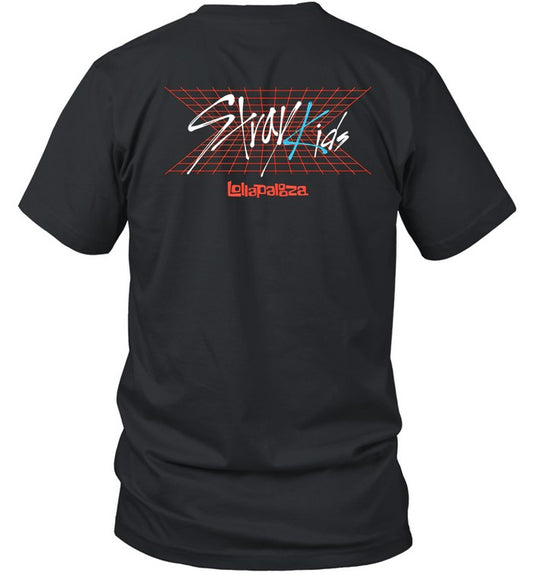 Stray Kids Retro Grid Logo Black T Shirt