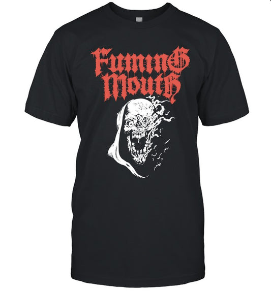 Fuming Mouth Burning Skull Black T Shirt