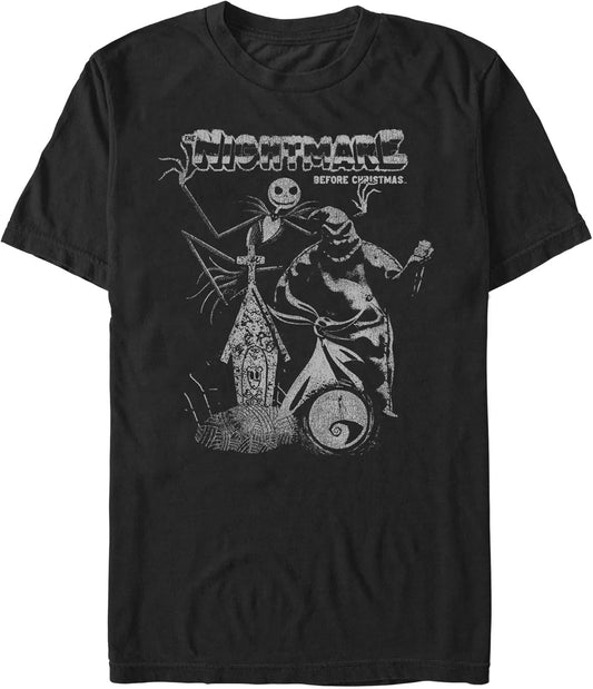 Disney Big & Tall The Nightmare Before Christmas Vintage Poster Men's Tops Short Sleeve Tee Shirt