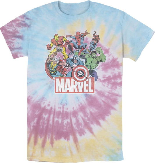 Marvel Avengers Team Retro Comic Vintage Men's Tie Dye