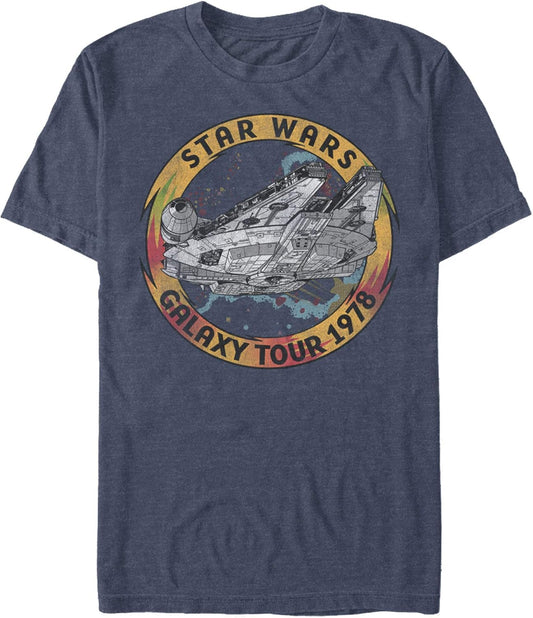 Men's Star Wars: The Rise of Skywalker Vintage Galaxy Tour T-Shirt - Navy Blue Heather - Large