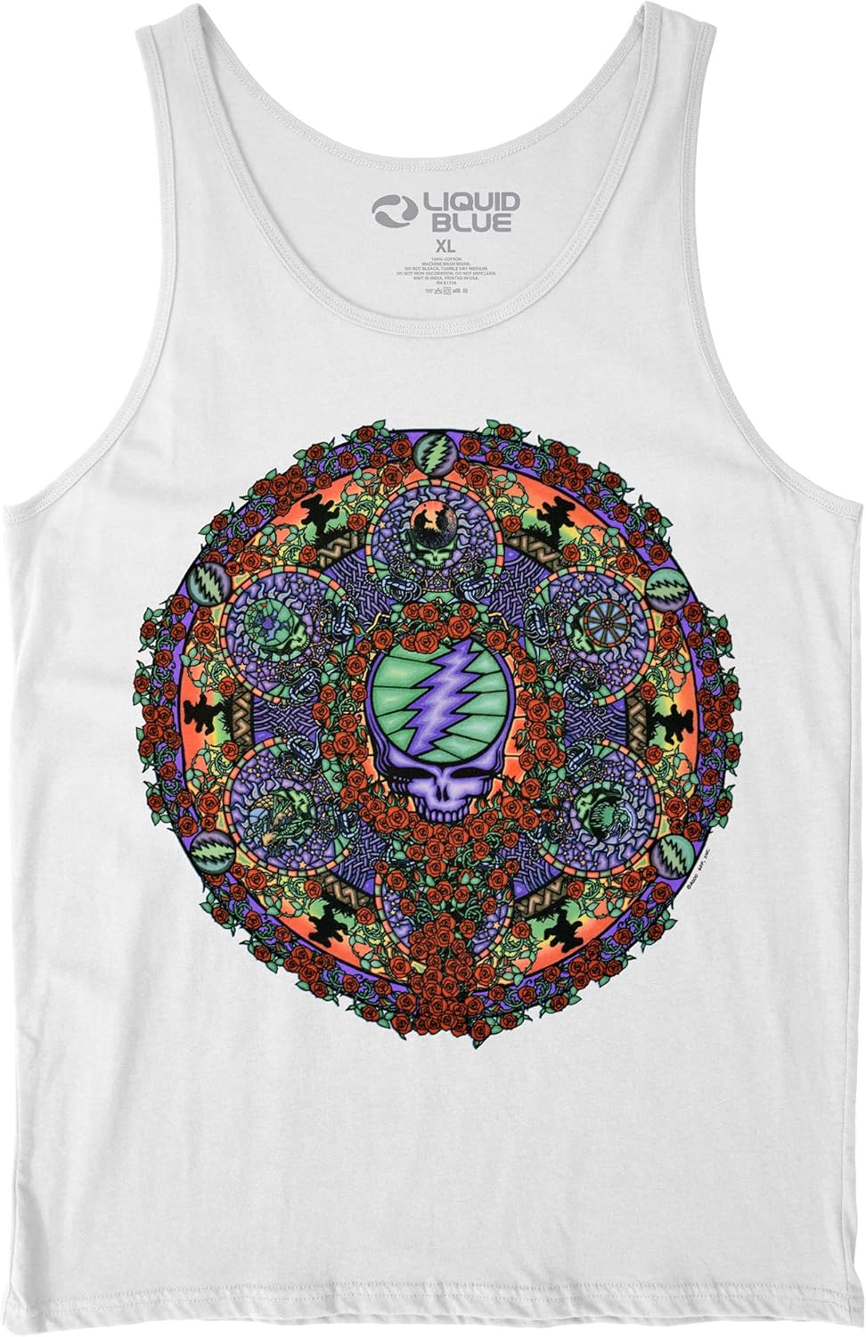 Liquid Blue Unisex-Adult Standard Grateful Dead Celtic Mandala White Tank Top