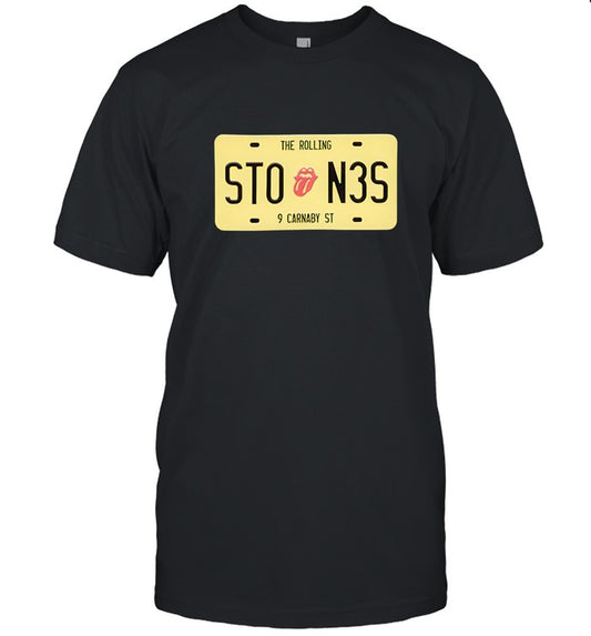 Rolling Stones License Plate Black T-Shirt