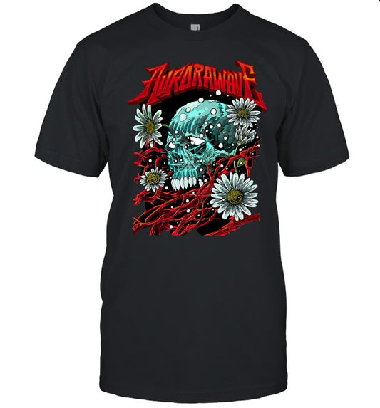 Aurora Wave Bloom Black T Shirt